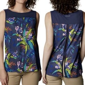 Columbia Chill River UPF 50 Tank Top Nocturnal Magnolia Purple Floral XL